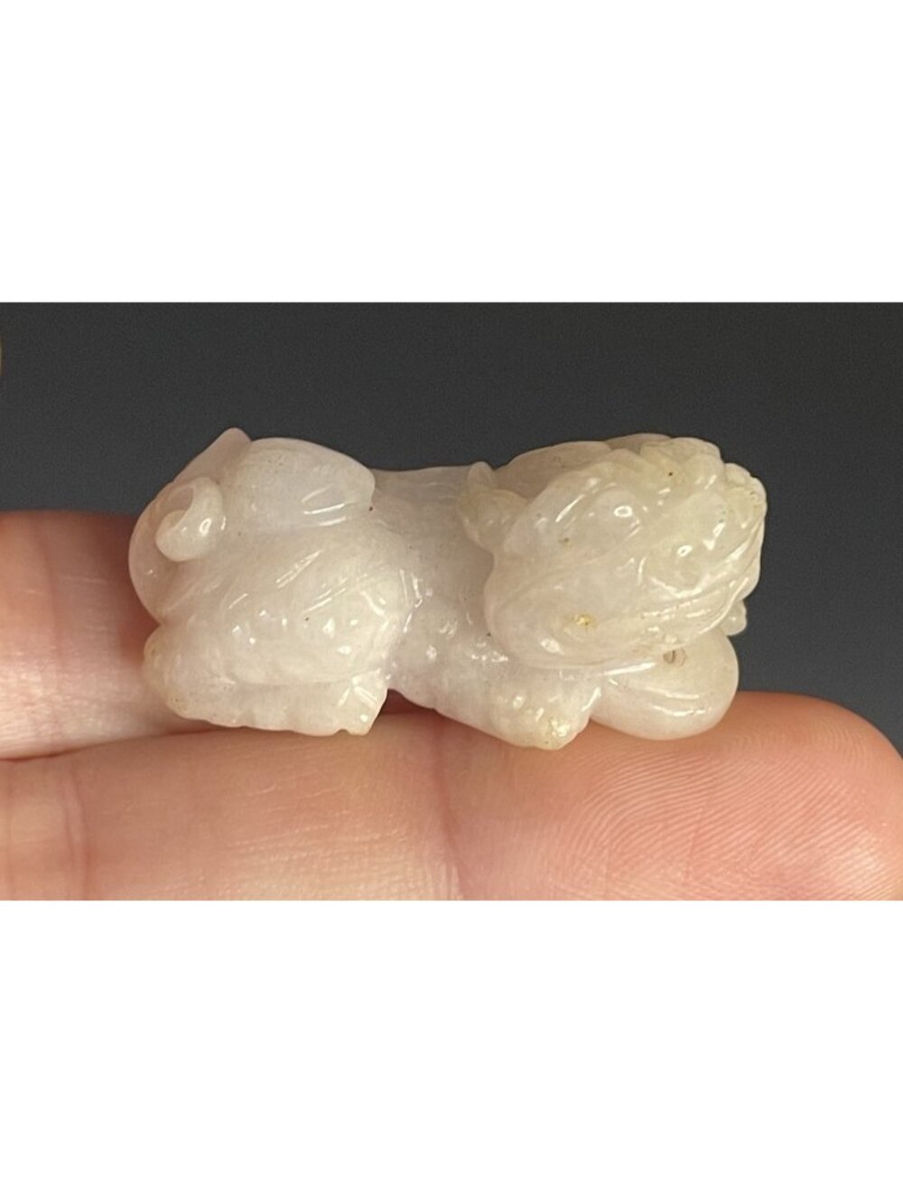 20th C. Hand Carved Jade Chinese Foo Dog Lion Shi Shi Stone Figurine Netsuke